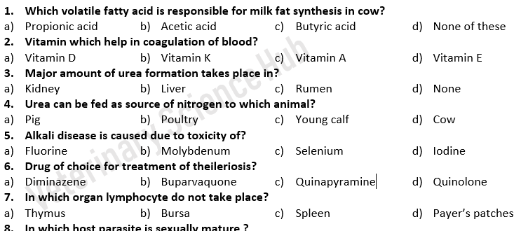 Animal Science MCQs and Short questions | Page 2 of 2 | Veterinary Science  Hub